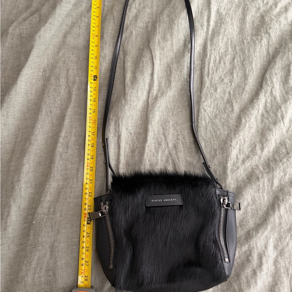 Status Anxiety Black Faux Fur and Leather Crossbody Bag - Picture 4 of 5